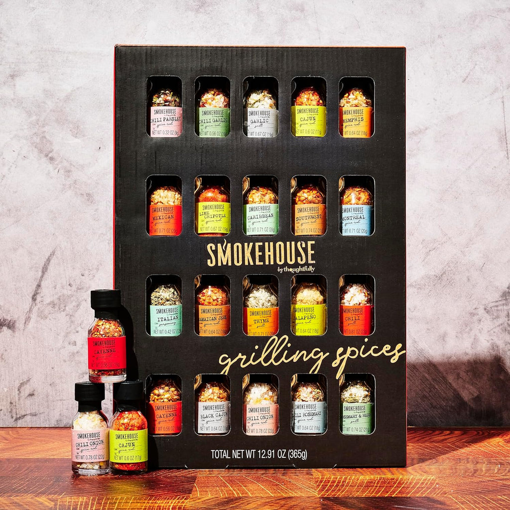 Smokehouse by Thoughtfully Ultimate Grilling Spice Set - 20 Flavor Seasoning Gift Set for BBQ Enthusiasts
