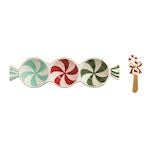 Christmas Peppermint Triple Tidbit Ceramic Dish Set with Spreader