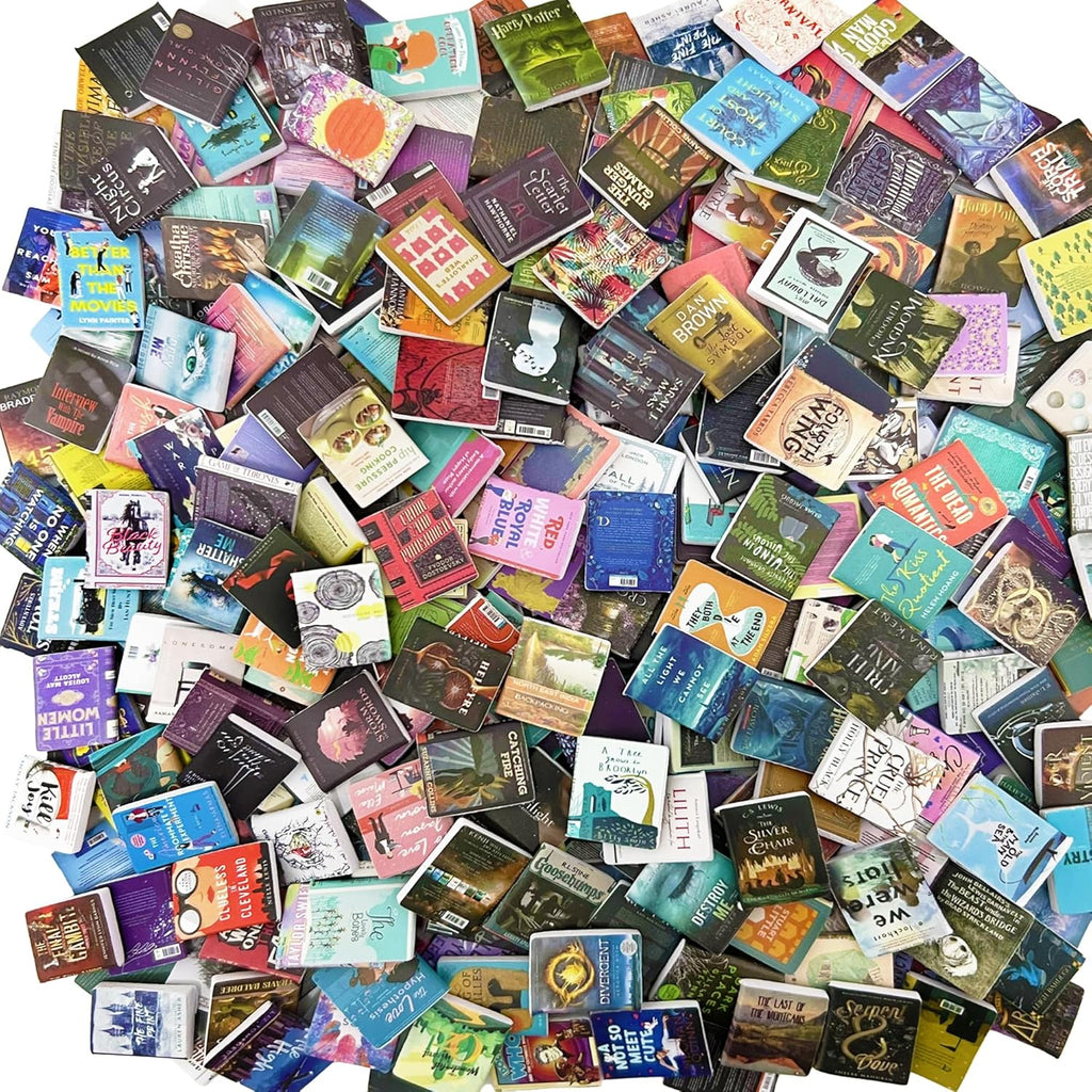 Skiennix Miniature Books Set - 200 PCS for Dollhouse Decor & DIY Crafting | Anxiety Bookshelf Accessories