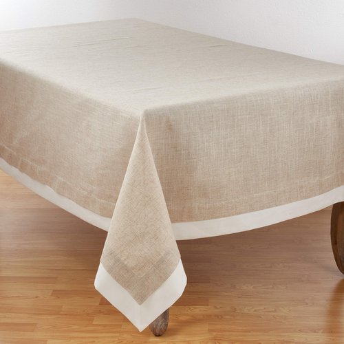 SARO LIFESTYLE 1982.N67104B Moldura Collection Double Layer Tablecloth 67" x 104" Natural