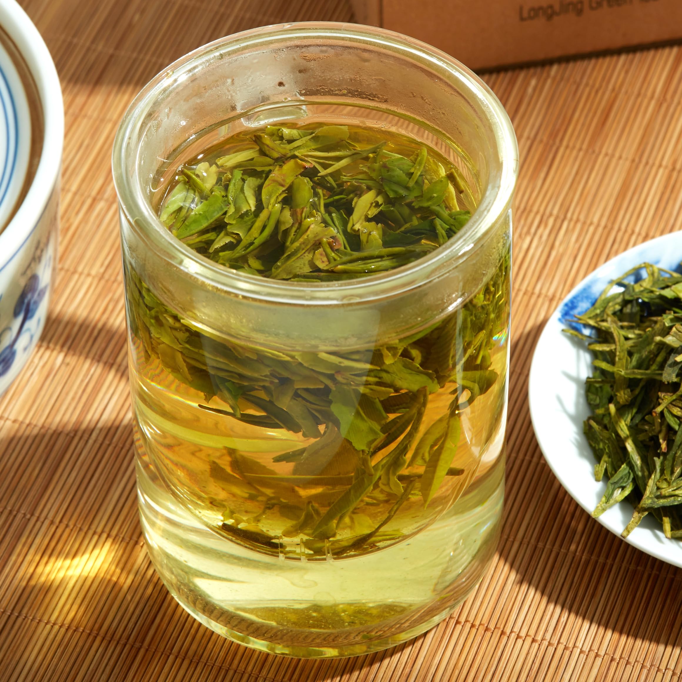 ChaWuWarmSun [A] LongJing Green Tea Loose Leaf - 3.5oz/100g Dragon Well Tea - Origin Hangzhou Chinese Whole Leaf