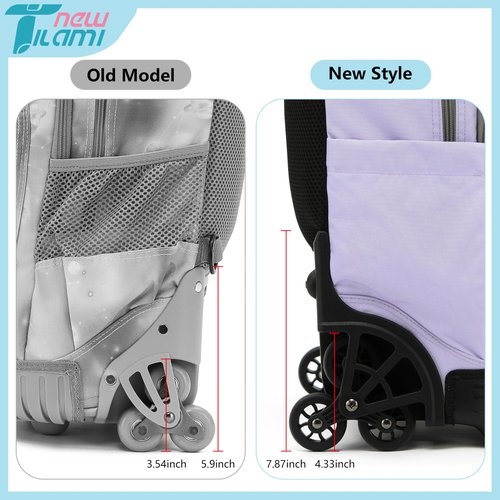NEW TILAMI 18 inch Rolling Backpack for Kids – Waterproof, Stair-Climbing, Adjustable Handle, Variety of Colors & Patterns for School, Mood Map