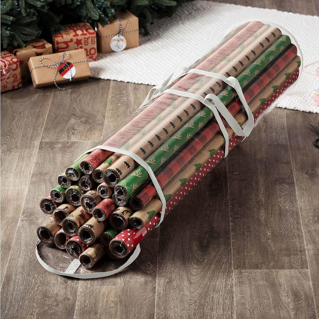 ZOBER Wrapping Paper Organizer - Waterproof 40-Inch Storage for 25 Gift Wrap Rolls
