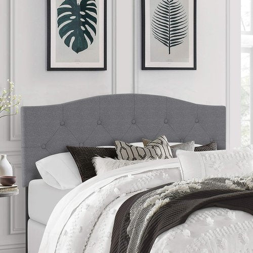 Hillsdale Provence Upholstered Arch Adjustable Tufted Full/Queen Headboard, Glacier Gray
