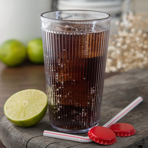 Carlisle FoodService Products Crystalon Stack-All Stackable Tumbler Plastic Tumbler with Ribbed Texture for Restaurants, Catering, Kitchens, Plastic, 12.5 Ounces, Clear, (Pack of 48)
