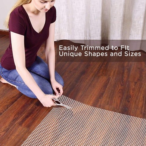 JONATHAN Y PAD200A-15 Ultra Stop 12 ft. x 15 ft. Rug Pad, Solid, Casual, Latex Free, PVC-Coated Polyester, .25" Thick, for Tile and Hard-Surface Floors, Cream