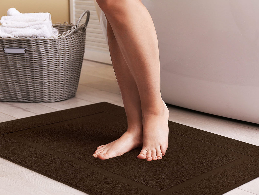 Utopia Towels Cotton Banded Rug, Bath Mats, Not a Bathroom Rug, 21 by 34 Inches, 100% Ring Spun Cotton, Highly Absorbent Shower Bathroom Floor Mat,Dark Brown, 2 Pack