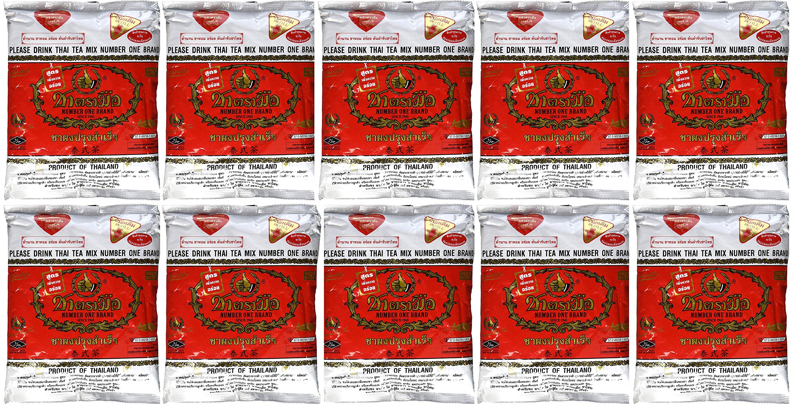 WHOLESALE 10 Bags Number One The Original Thai Iced Tea Mix 4,000 Gram - Number One Brand Imported From Thailand - Great for Restaurants That Want to Serve Authentic and Thai Iced Teas, 400g Bag