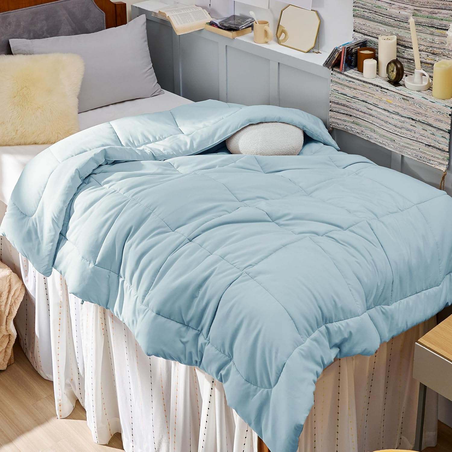 Bedsure Comforter Duvet Insert - Quilted Twin XL All-Season Down Alternative Bedding, Light Spa Blue 92x68 Inches