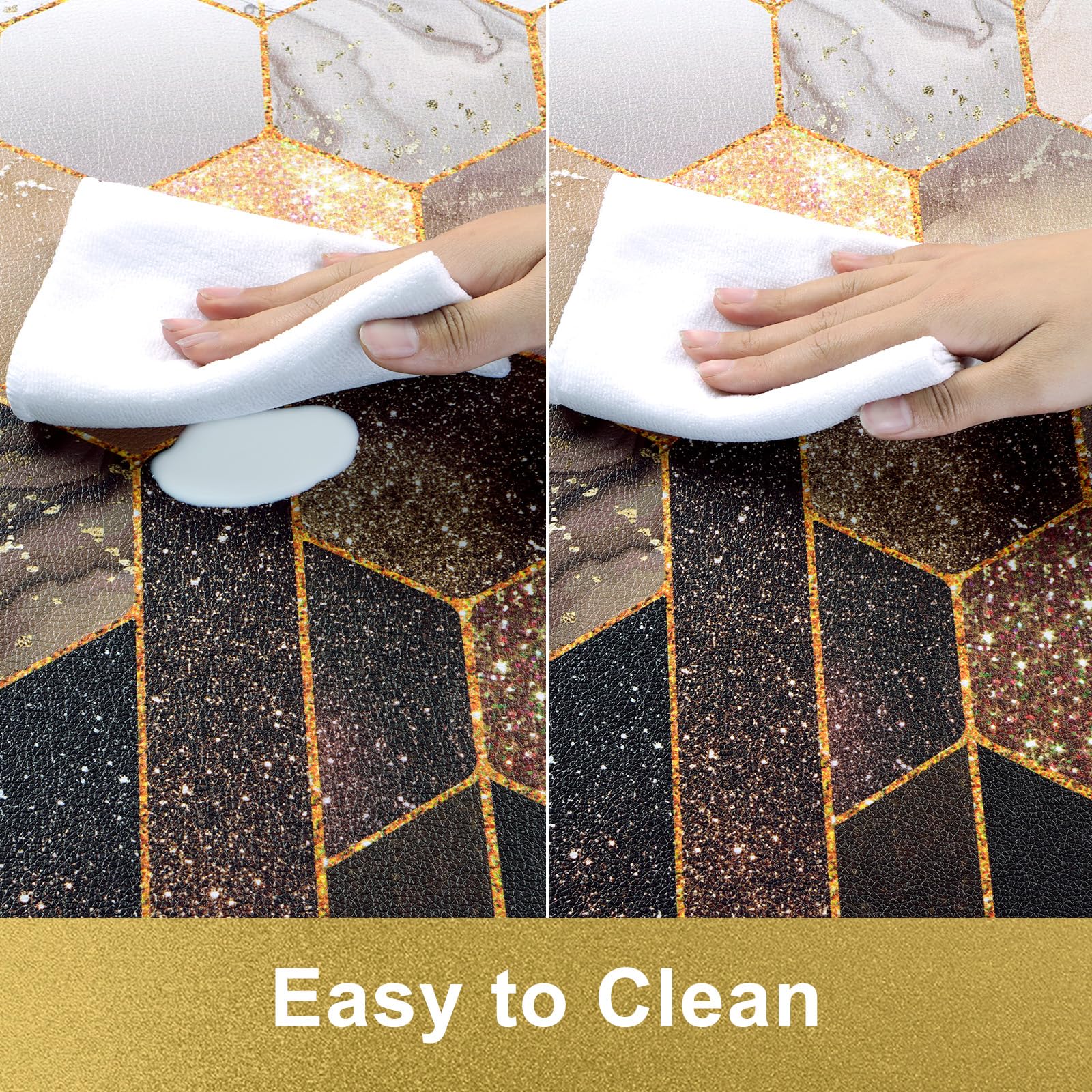 Likiyol Marble Kitchen Mats for Floor [3 PCS] Anti Fatigue Mats for Kitchen Floor, Brown Gold Ombre Kitchen Rugs Non Slip Washable Comfort Kitchen Floor Mat, 18'' x 30'' + 18'' x 48'' + 18'' x 60''