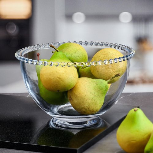 Fitz and Floyd Beaded Glass Fruit Serve Salad Bowl, 8.25 Inch