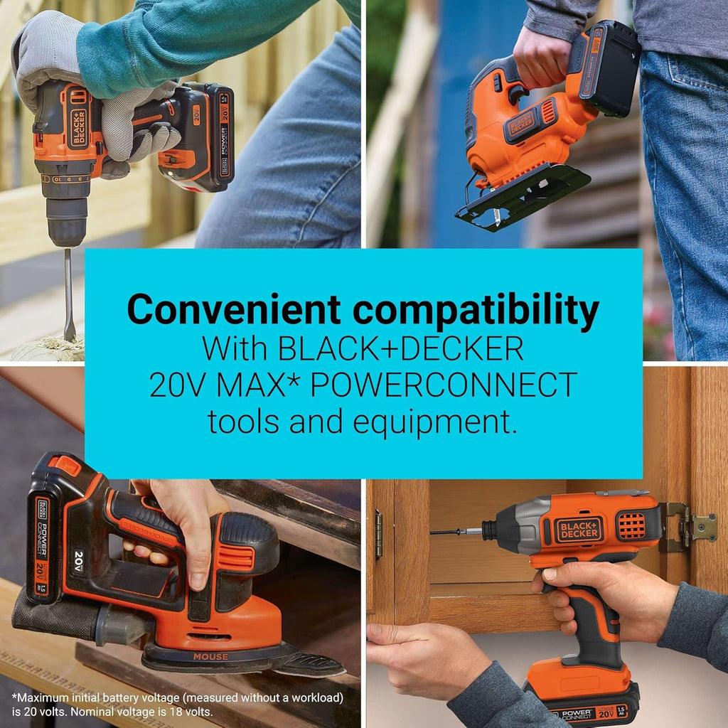 BLACK+DECKER 20V MAX POWERCONNECT Lithium Ion Battery Pack - 1.5 Ah, 2 Pack for Cordless Tools