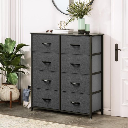 DWVO Fabric Dresser - 8 Drawer Chest for Bedroom or Living Room Storage Solutions