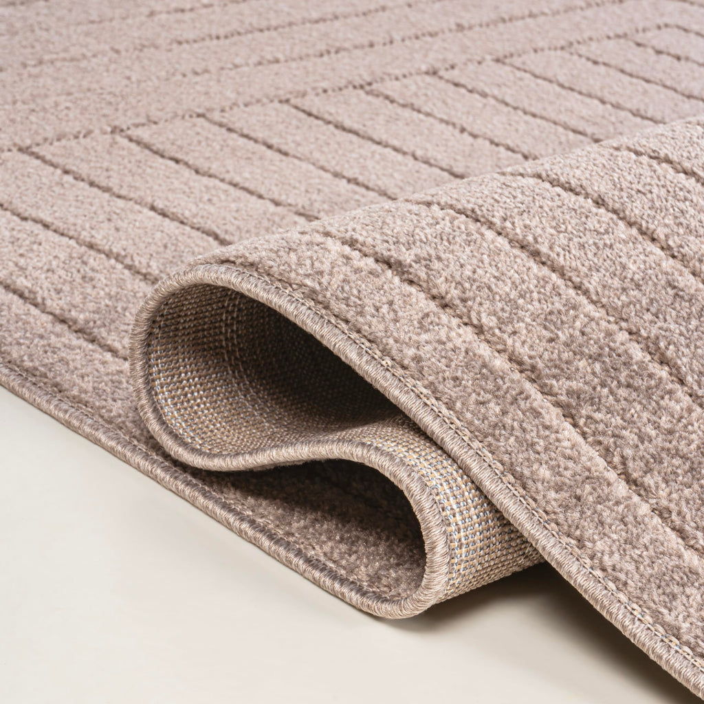JONATHAN Y Odense High-Low Angle Light Taupe 8x10 Indoor/Outdoor Area Rug for Patio, Backyard, Living Room, Bedroom, Office, Hose-Washable (SCN101C-8)