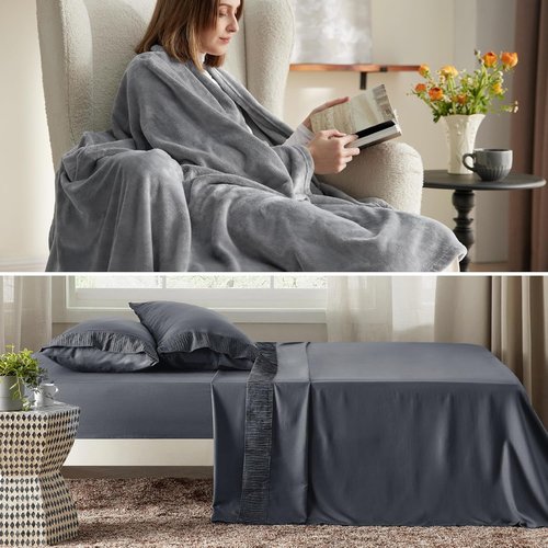 Bedsure Queen Size Blanket & 4-Piece Sheet Set - Soft, Cozy Bedding Essentials