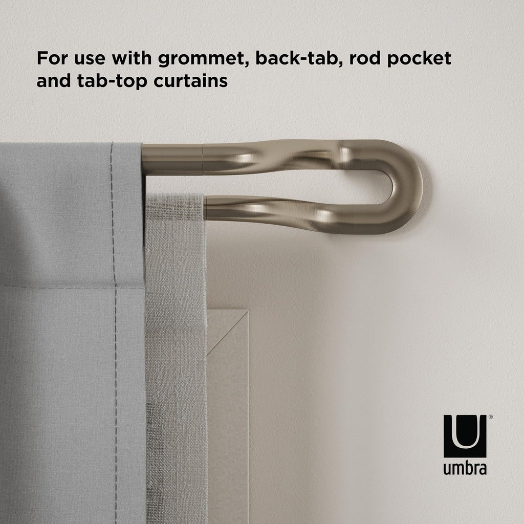 Umbra Midnight Black-Out Curtain Rod for Window, Works with All Room-Darkening Panels, Adjustable 42" to 120", Nickel