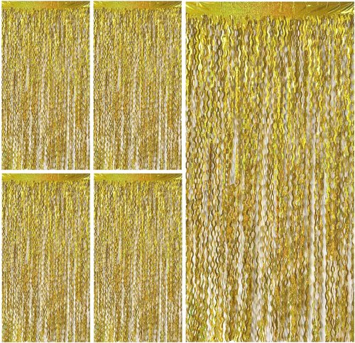 Gold Backdrop | Foil Curtain Decorations for Birthdays, Bachelorette Parties & Events - 6ft x 3ft