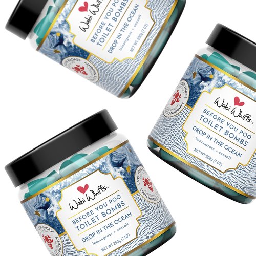 Wabi Whiffs Fizzing Toilet Bombs – Drop in The Ocean | Natural Bathroom Deodorizer | Odor Eliminator Tablets for Freshness & Cleanliness | Eco-Friendly Septic Safe Tablets | 60 Count |