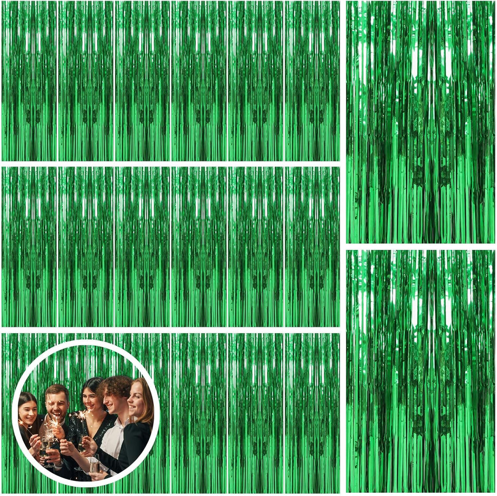 Skiennix 20 Pack Green Streamers - Jungle Party Decorations & Photo Booth Backdrop