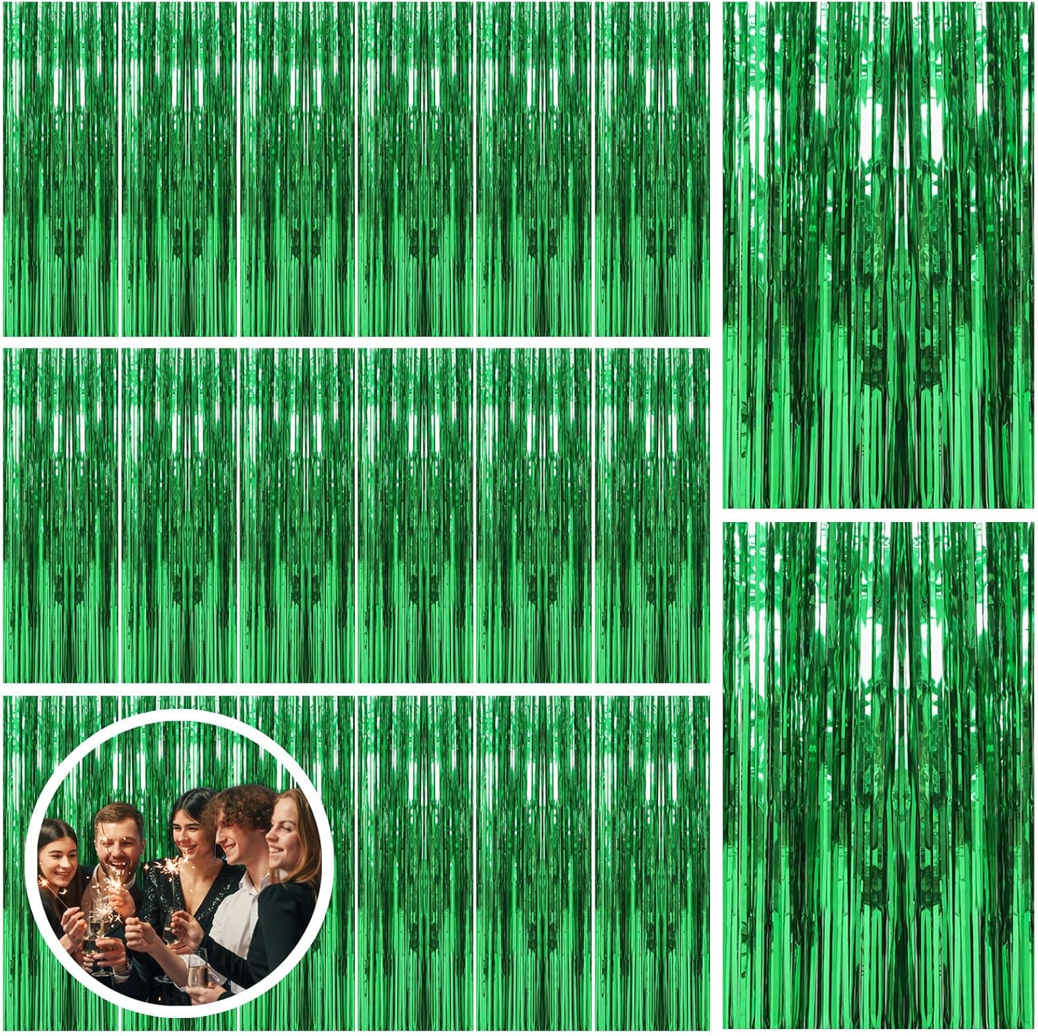 Skiennix 20 Pack Green Streamers - Jungle Party Decorations & Photo Booth Backdrop