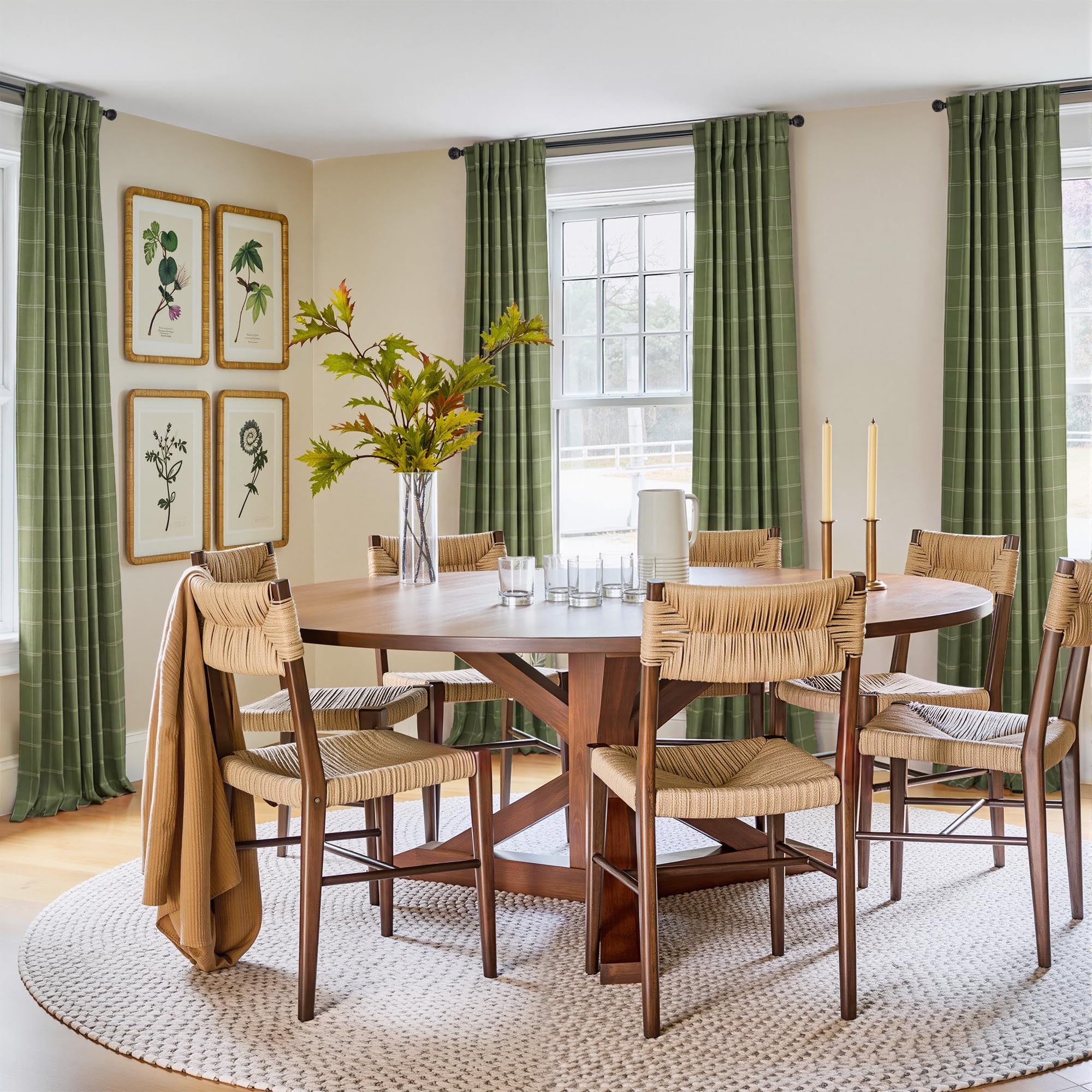 NICETOWN Buffalo Check Plaid 100% Blackout Curtains 84 Inches Long for Bedroom, Living Room Thermal Insulated Room Darkening Rod Pocket Back Tab Drapes, Olive Green, 52" W x 84" L, 2 Panels