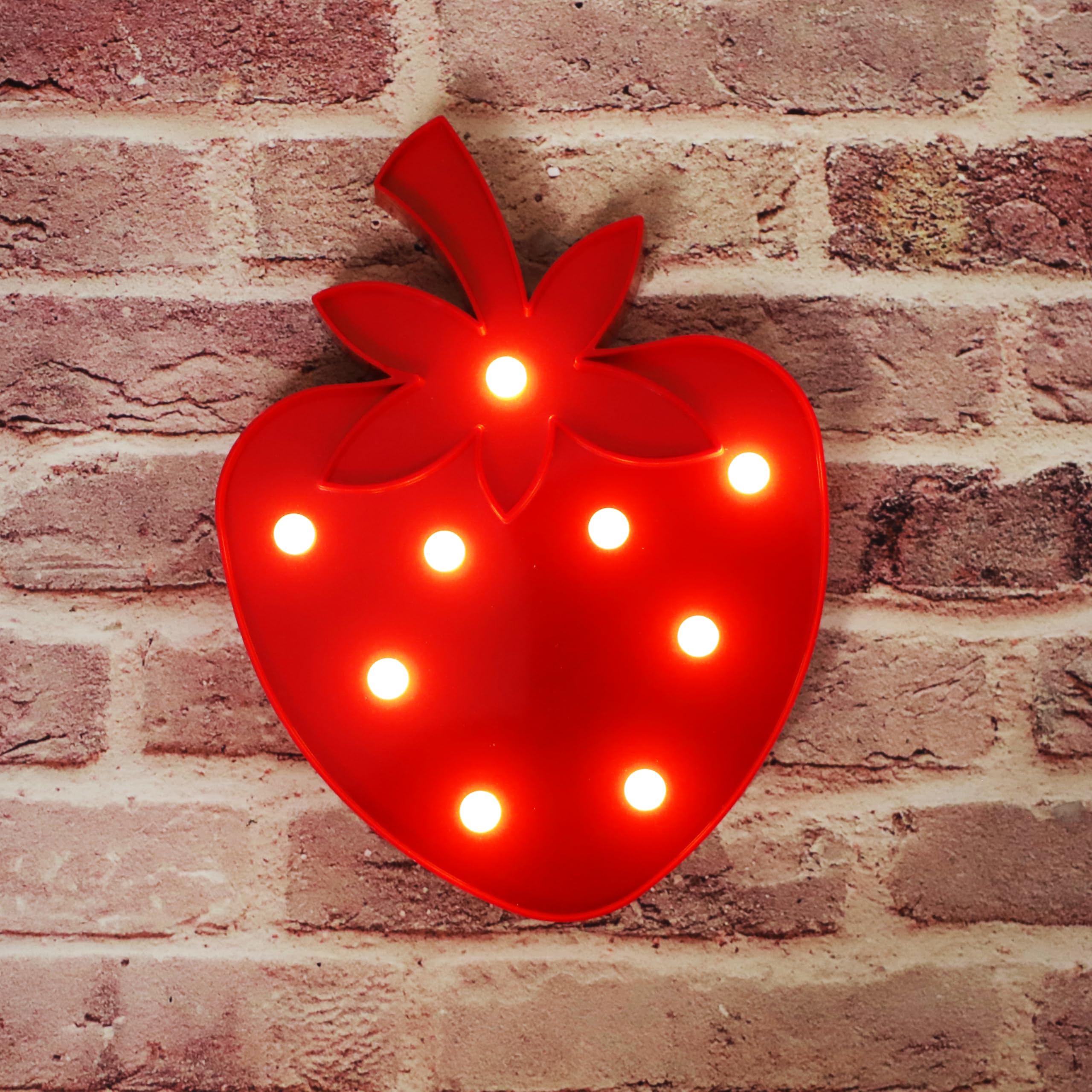 Vicila Strawberry Night Lights LED Marquee Signs, Battery Operated Strawberry Shaped Lamp for Christmas Kids, Baby, Child, Girl Gift, Nursery Room, Wall Decor- Strawberry