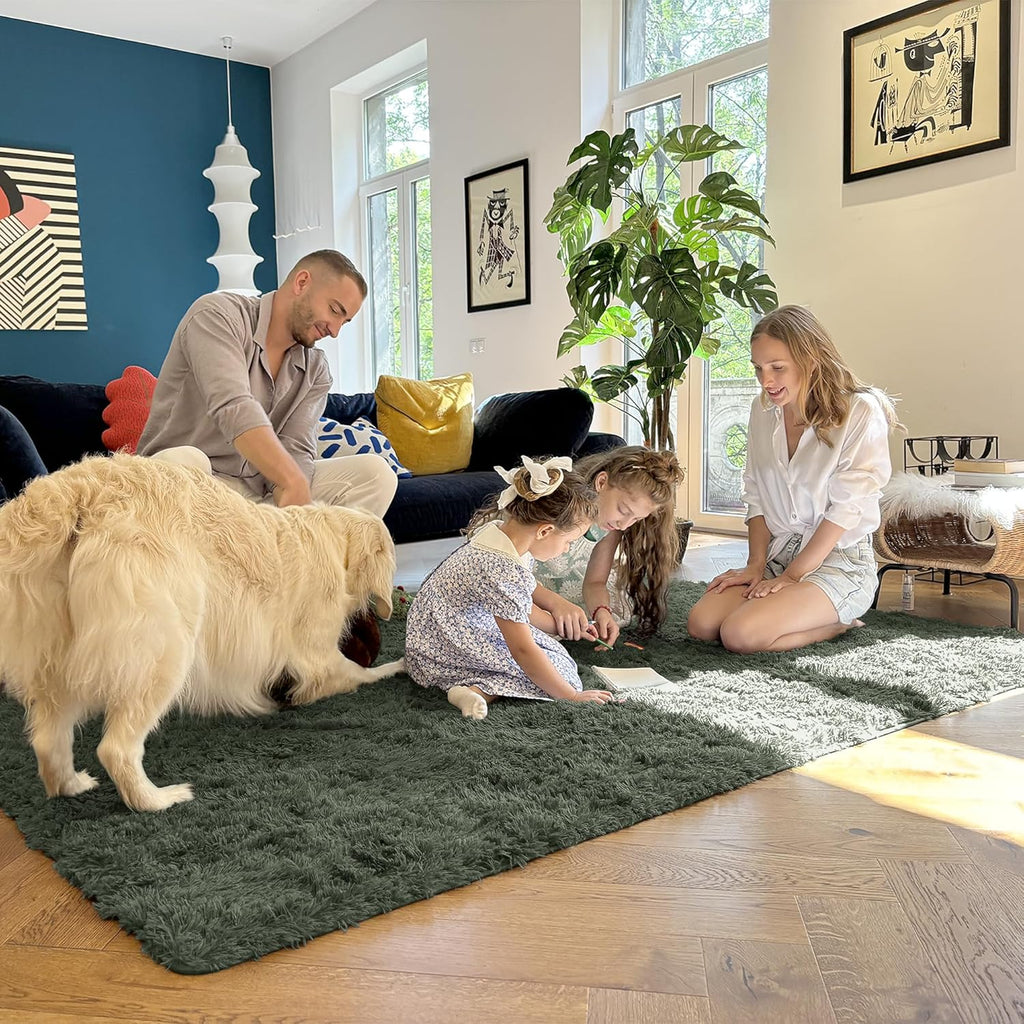 OLANLY Runner Rugs - Soft, Machine Washable Shaggy Design for Hallway & Bedroom | Olive Green 2x6 ft