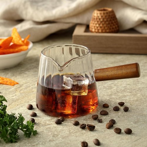 JINLIFA Espresso Cups - 6oz Glass Shot Measuring Cup with V-Shaped Mouth & Dual Markings