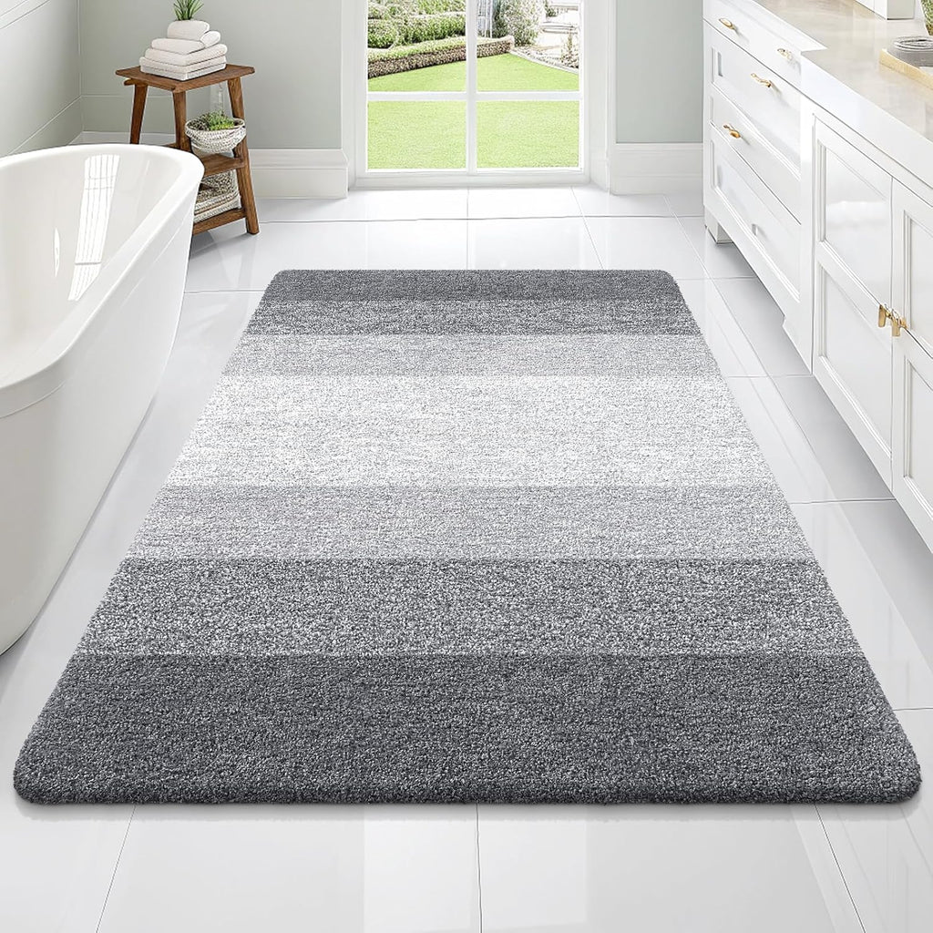 OLANLY Large Bath Rugs - Extra Soft Microfiber Mat with Rubber Backing | Quick-Dry, Machine Washable, Grey 70x46