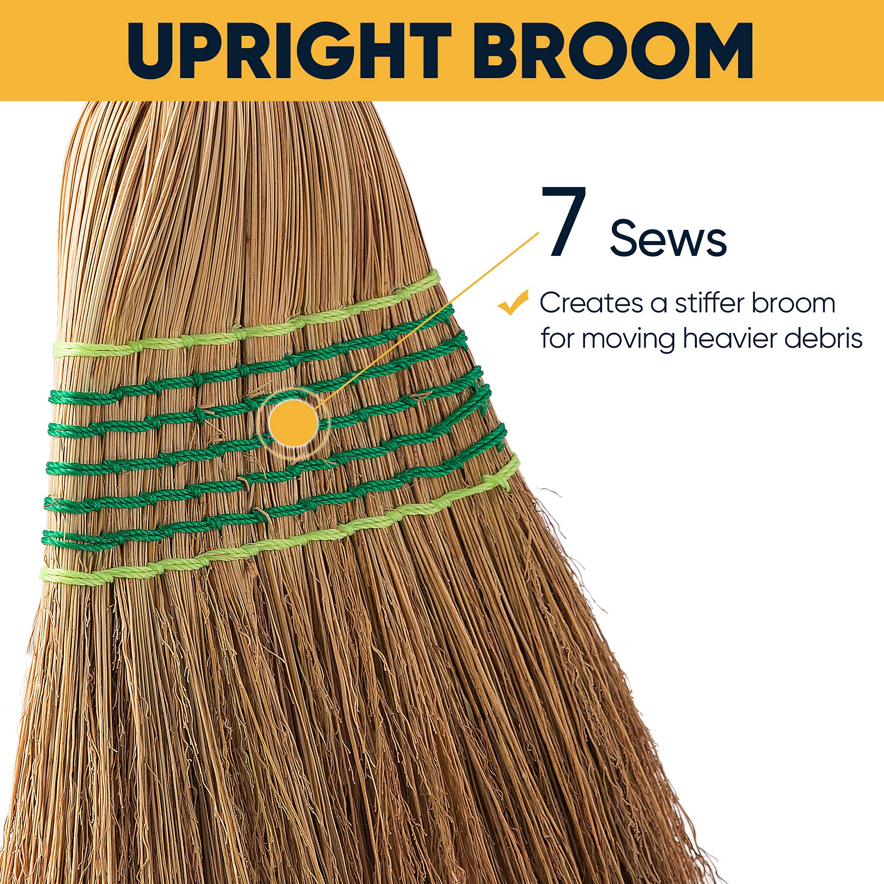 Yocada Heavy-Duty Corn Broom Commercial Indoor Outdoor Broom 59.8 inch Tall for Courtyard Garage Lobby Mall Market Floor Home Office Leaves Stone Dust Rubbish