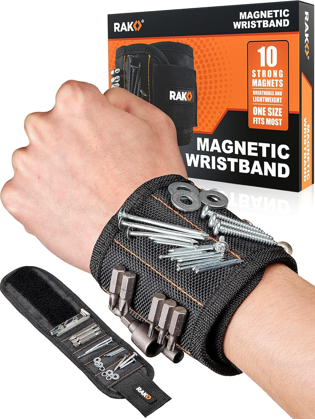 RAK Magnetic Wristband for Tools - Premium Tool Holder with Powerful Magnets | Ideal Gift for Dads, Handyman