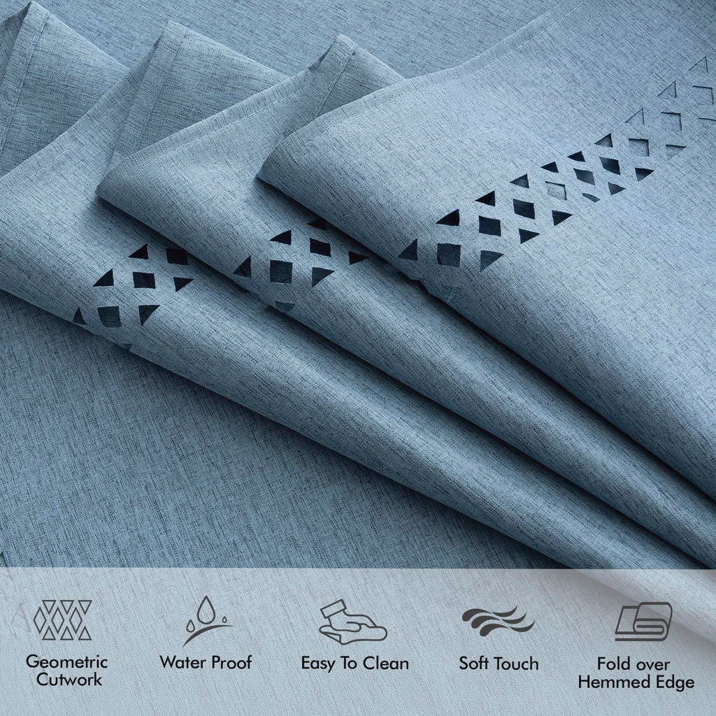 MIULEE Dusty Blue Rectangle Linen Polyester Tablecloth with Decorative Cutouts Waterproof Stain Resistant & Shrink-Proof Table Cloth 60x120 inch Farmhouse Style for Dining Wedding Party