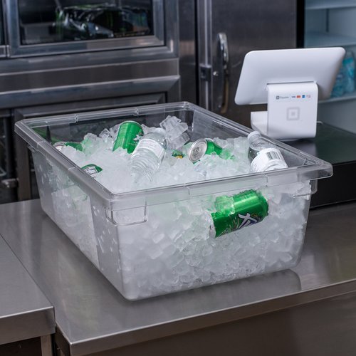Carlisle FoodService Products Storplus Food Storage Container with Stackable Design for Catering, Buffets, Restaurants, Polycarbonate (Pc), 12.5 Gallons, Clear