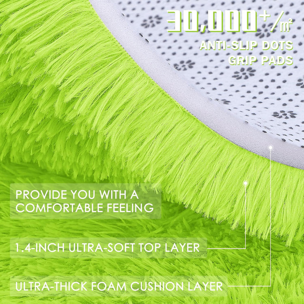 OLANLY Large 5x8 Machine Washable Area Rug - Soft Fluffy Shaggy Indoor Carpet for Living Room & Bedroom | Lime Green