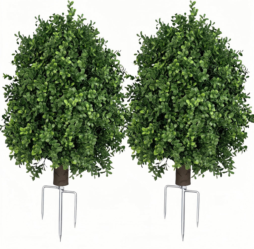 QIANYUN Boxwood Topiary Bush – Artificial Shrubs for Outdoors, Artificial Boxwood Topiary Ball Tree, UV Resistant Evergreen for Front Porch, Garden, Yard & Balcony Decor