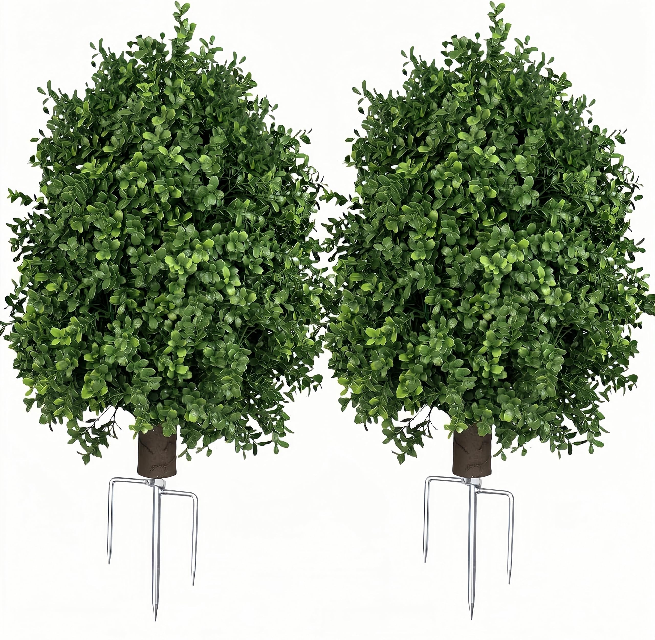 QIANYUN Boxwood Topiary Bush – Artificial Shrubs for Outdoors, Artificial Boxwood Topiary Ball Tree, UV Resistant Evergreen for Front Porch, Garden, Yard & Balcony Decor