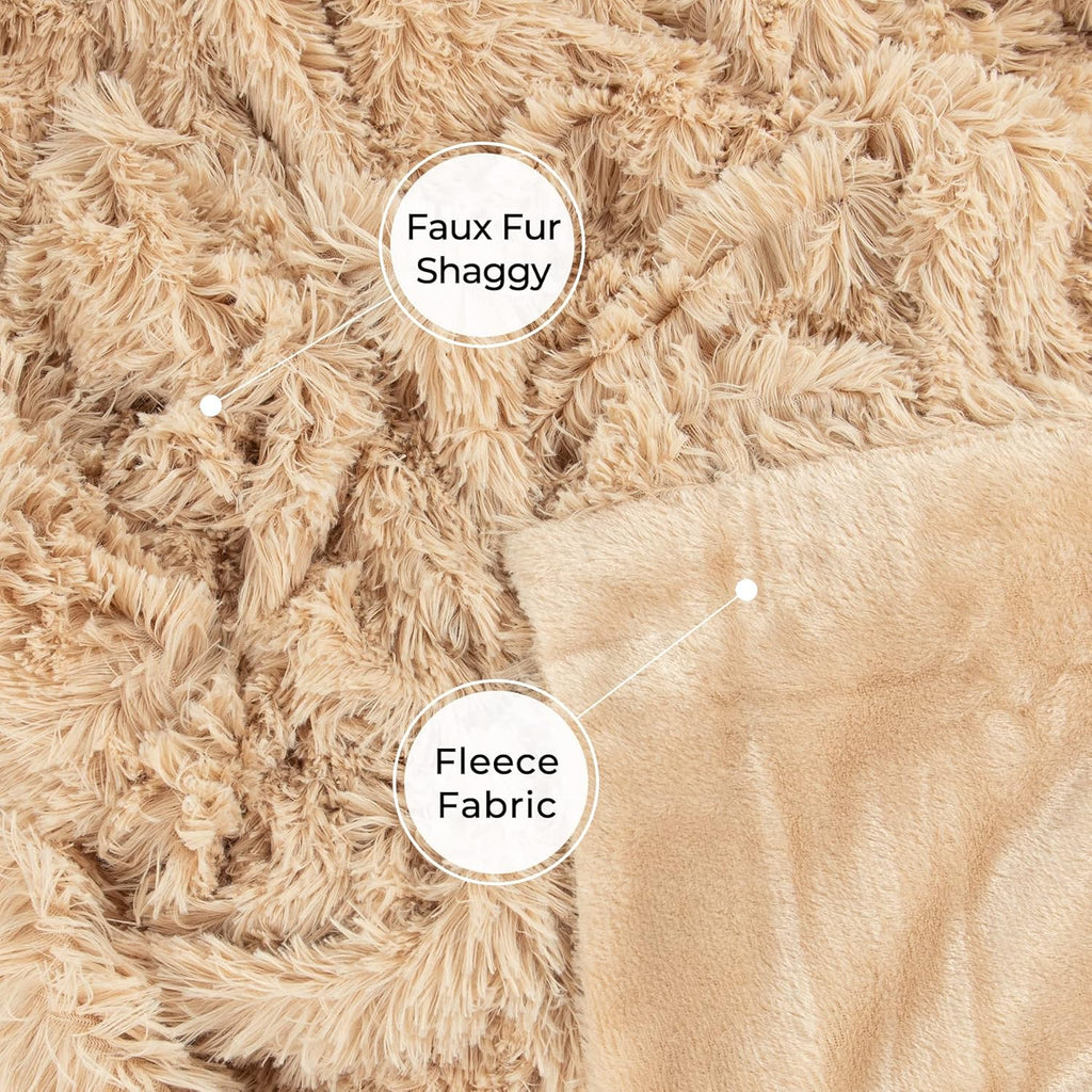 Tuddrom Faux Fur Throw Blanket - Extra Soft & Cozy Reversible Design | 50"x60" - Apricot Color