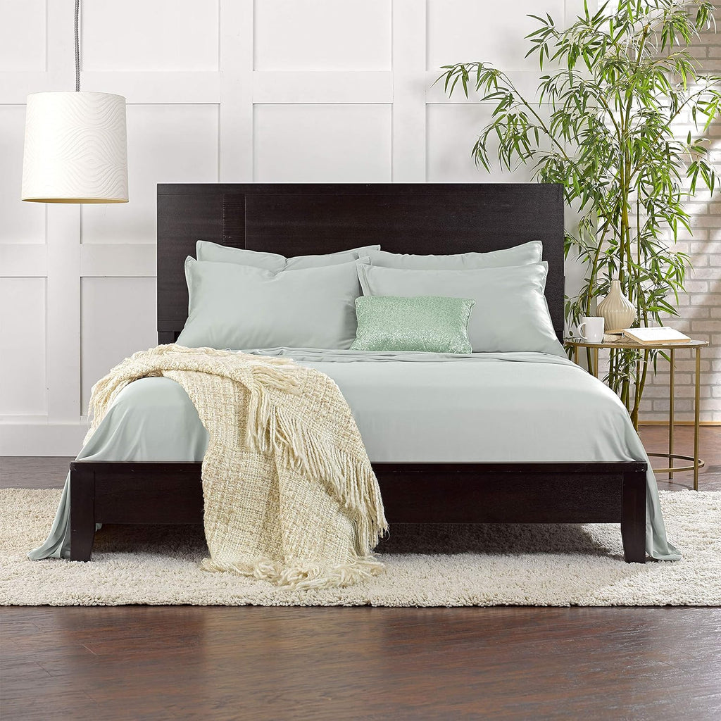 Pure Bamboo Short Queen Sheets - 100% Organic Viscose, Soft & Cooling Bed Set (60"x75") | Sea Glass Color