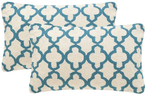 Safavieh Pillow Collection Throw Pillows, 20 by 20-Inch, Sandre Teal, Set of 2