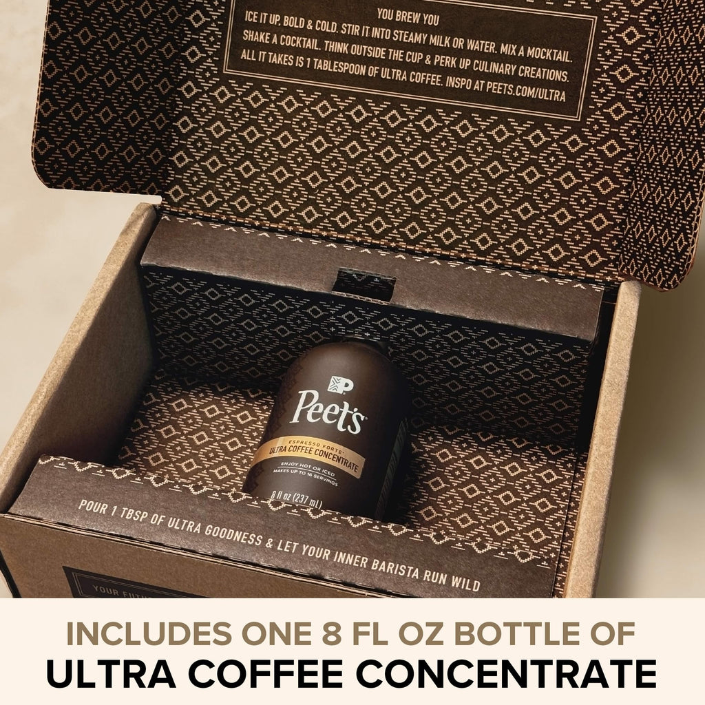 Peet's Coffee, Ultra Coffee Concentrate, Instant Hot, Cold Brew, or Iced Coffee, 100% Arabica Coffee - Espresso Forte, 8 Fluid Ounce Bottle (16 Servings)