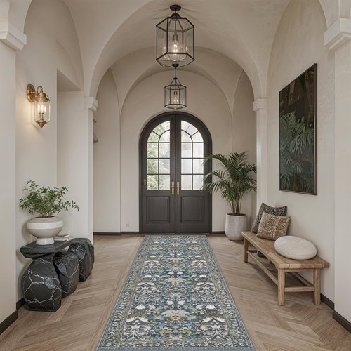 **Regine Switzerland 3x10 Washable Runner Rug - Vintage Soft Non-Slip Indoor Carpet for Entryway & Living Room**
