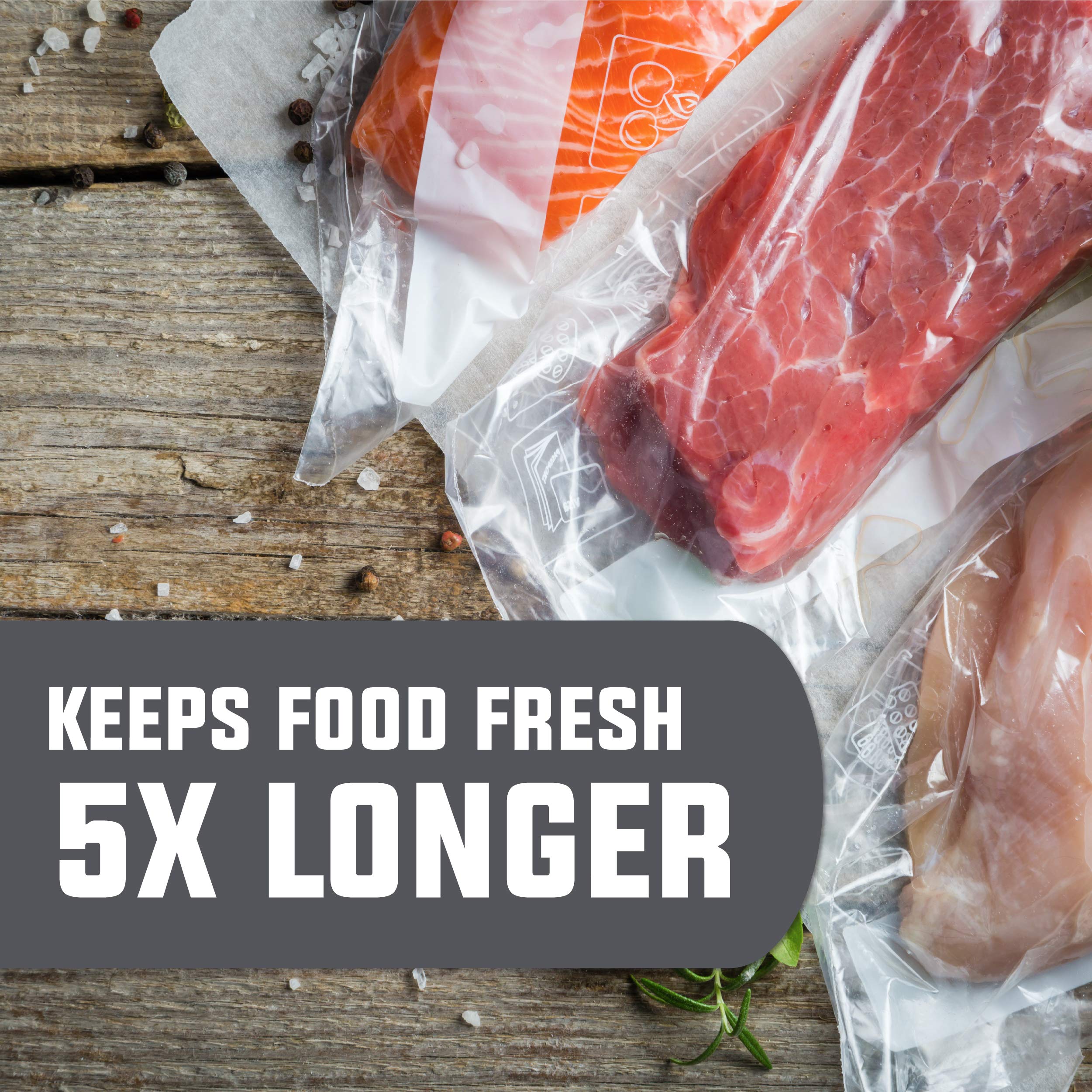 Chefwurx Pre-Cut Vacuum Sealer Bags – 300 Pint Bags for Food Saver – BPA-Free Vacuum Seal Bags, Microwave, Freezer and Boil Safe, Compatible with Most Vacuum Seal Machines (8” x 12”)