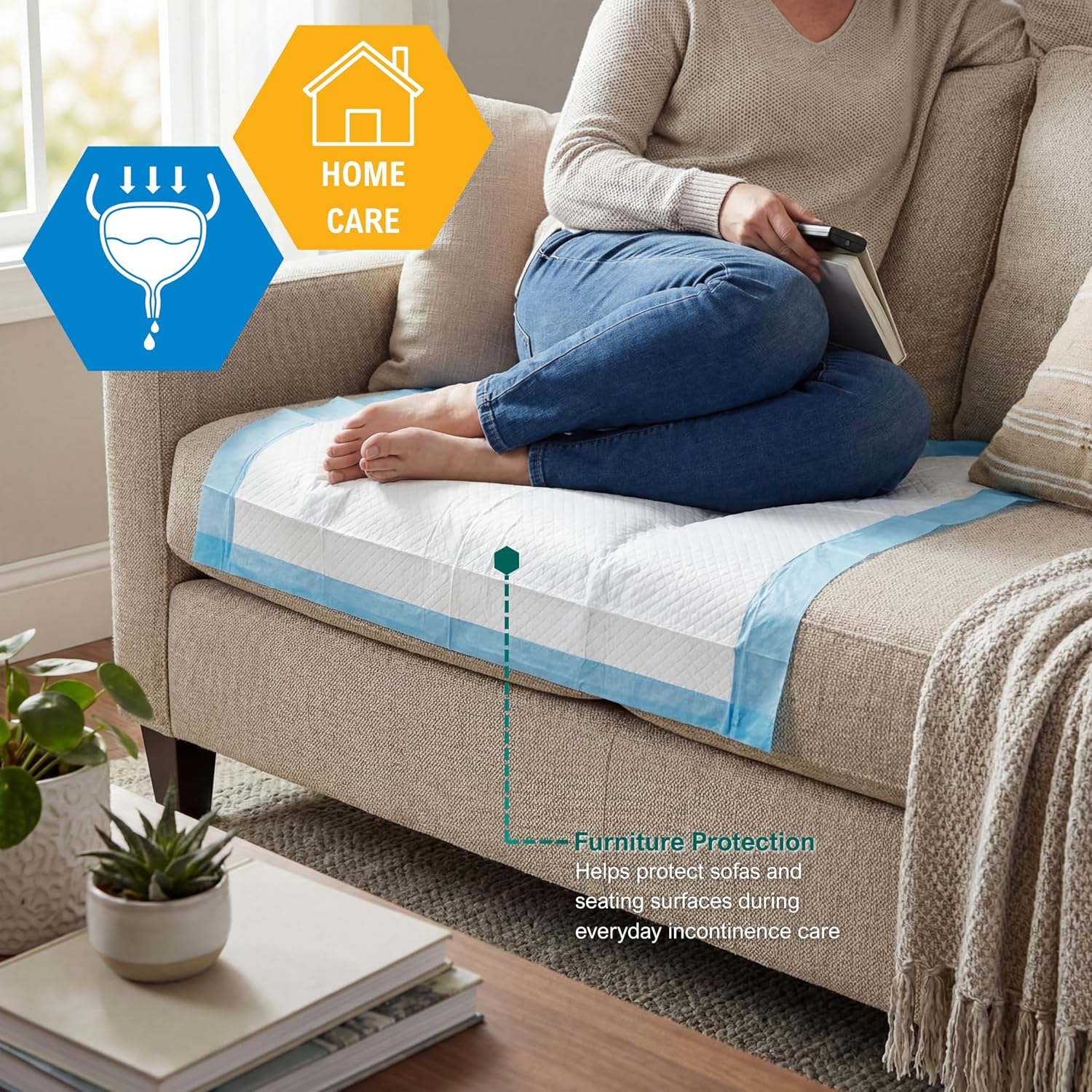 Med Pride Disposable Underpads - Super Absorbent Incontinence Pads 23" X 36" (25-Count) | Ideal for Kids, Adults, and Pets