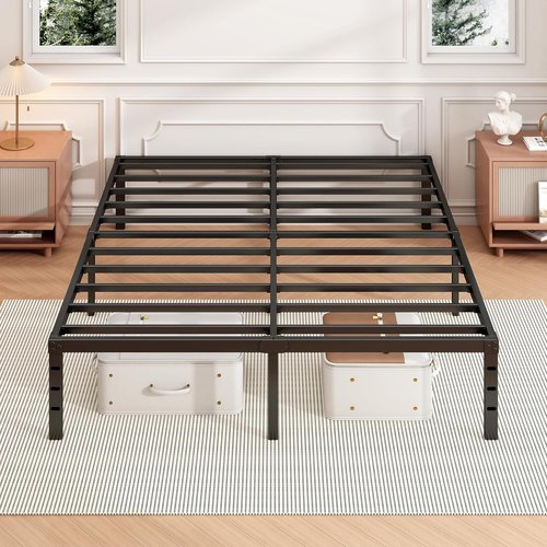 Hafenpo 14 Inch Queen Bed Frame - Sturdy Metal Platform, Easy Assembly, Heavy Duty, Black