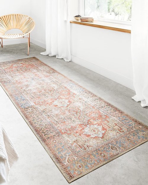 Loloi Loren Collection Area Rug - Terracotta/Sky | 7'6" x 9'6" for Stylish Home Decor