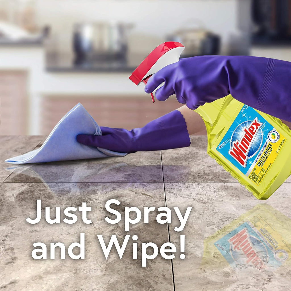 Windex Multipurpose Disinfectant Cleaner Spray - Citrus Fresh Scent, 2L Bottle Made from 100% Recycled Plastic