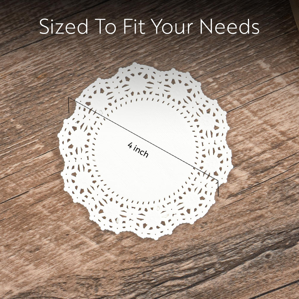 Restaurantware-Pastry Tek 4 x 4 Inch Lace Doilies, 4,000 Decorative Tableware Placemats - Disposable, Round, White Paper Table Doilies, for Birthdays, Or Weddings, Table Decor