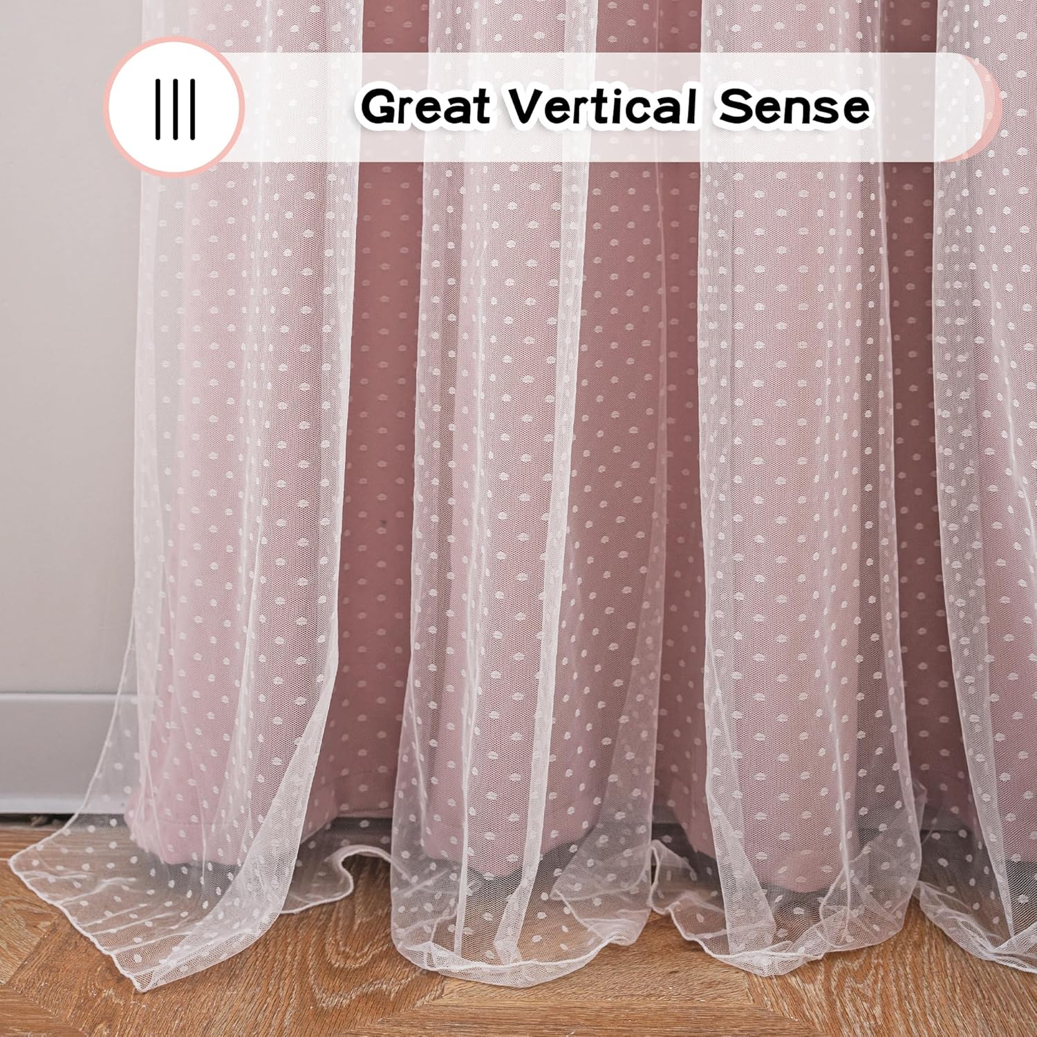 MYSKY HOME Pink Blackout Curtains - Double Layer Polka Dot Drapes for Girls' Bedroom | 52x84 Inch, 2 Panels