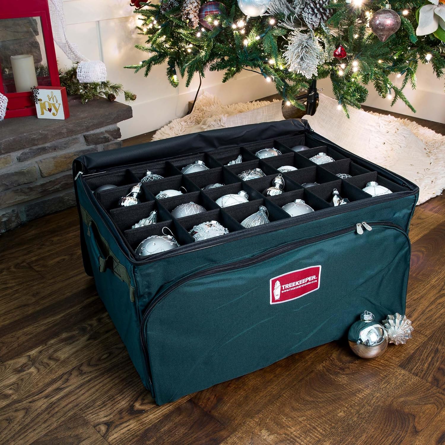 TreeKeeper Deluxe Ornament Storage Box - Holds 72 Ornaments Up to 4 Inches | 3 Removable Trays with Dividers