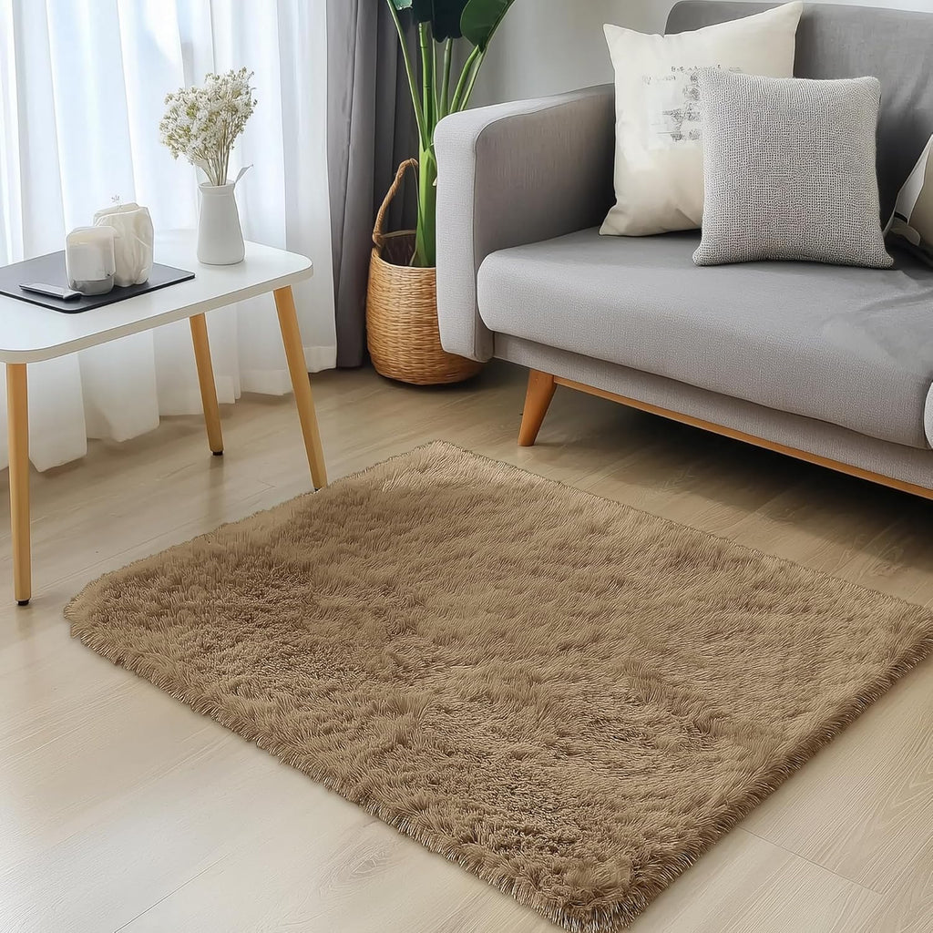OLANLY 3x5 Soft Fluffy Shaggy Rug - Machine Washable Indoor Carpet for Living Room & Bedroom | Taupe
